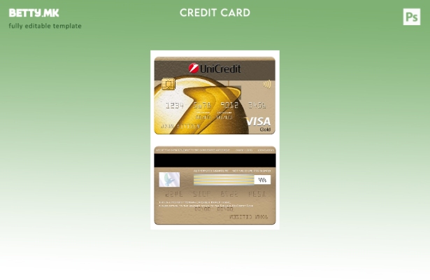 Модерен стил на Романија UniCredit Bank шаблон за виза златна картичка